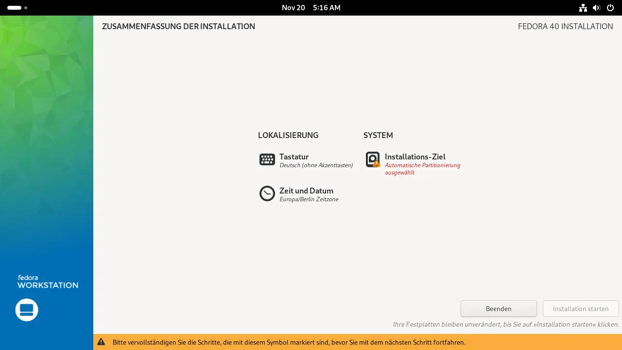 Bild: Installationsbereiche Lokalisierung und System