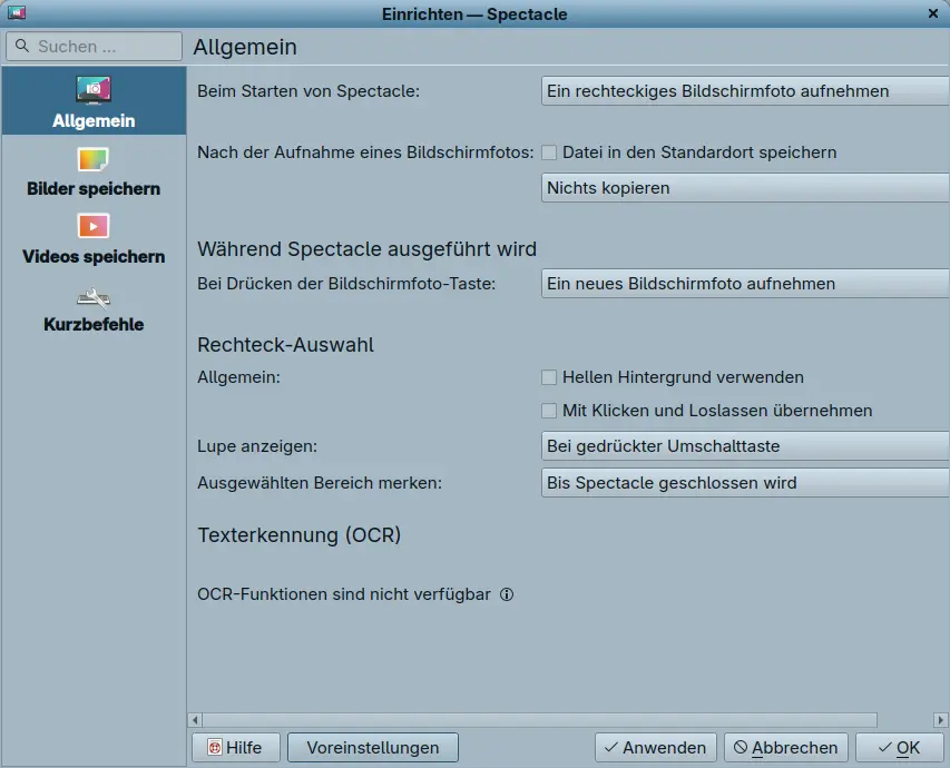 Bild: KDE Spectacle mit Meldung Bild gespeichert.