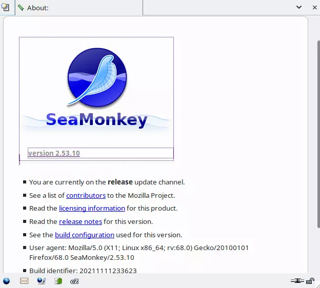 Screenshot:
				 SeaMonkey Über SeaMonkey