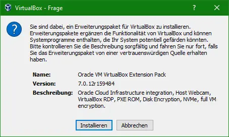 Bild: Bildschirm mit allgemeiner Bestätigungsabfrage.