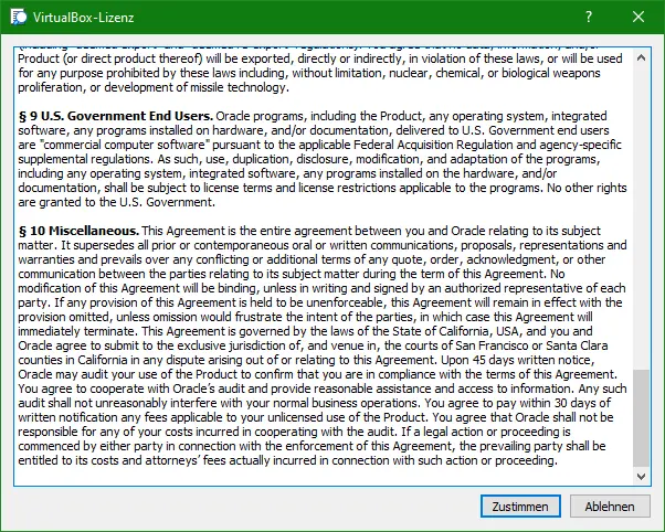 Bild: Bildschirm mit Bestätigungsabfrage zur Lizenz.