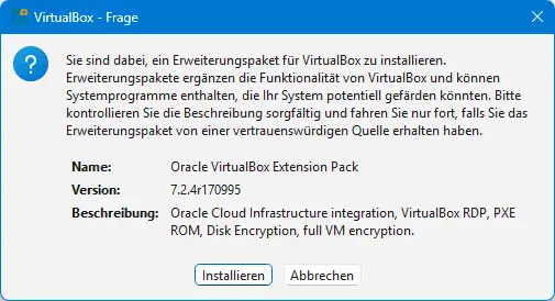 Bild: Bildschirm mit allgemeiner Bestätigungsabfrage.